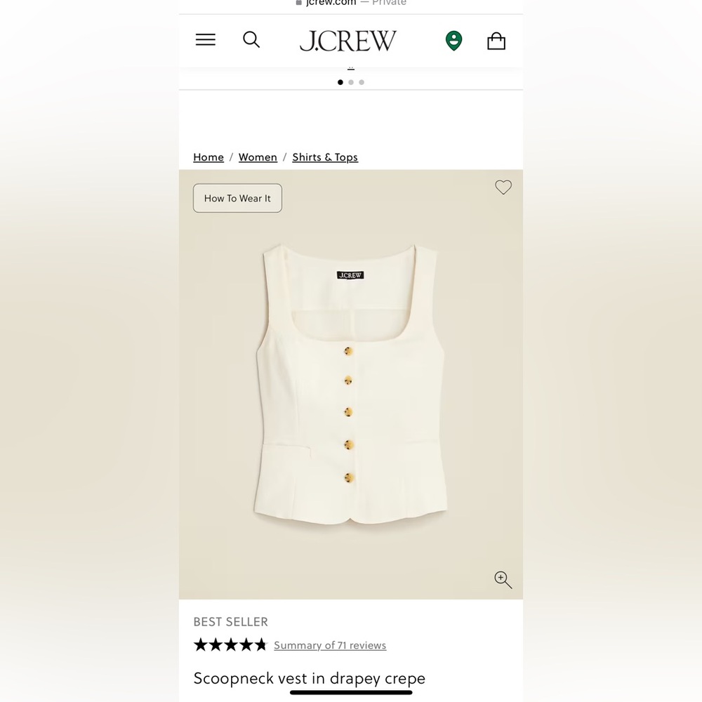 Jcrew Scoopneck in Drapey crepe, New with tag sz 00P